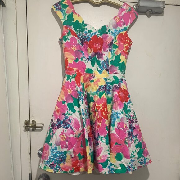 VINTAGE ALGO-ETTES MIDI FLORAL PRINT BELTED DRESSES SIZE 11/12 - Picture 2 of 10